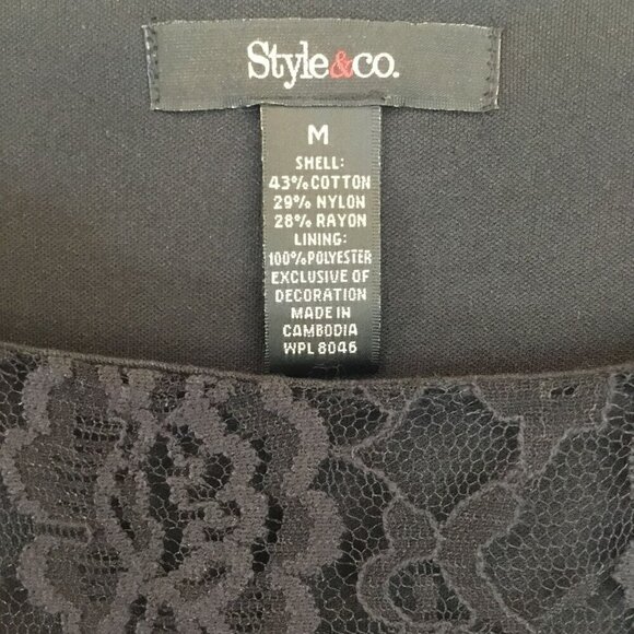 Style & Co Blouse 3/4 Sleeve Lace Embroidery Overlay Pullover Women's Sz Medium - Picture 6 of 8